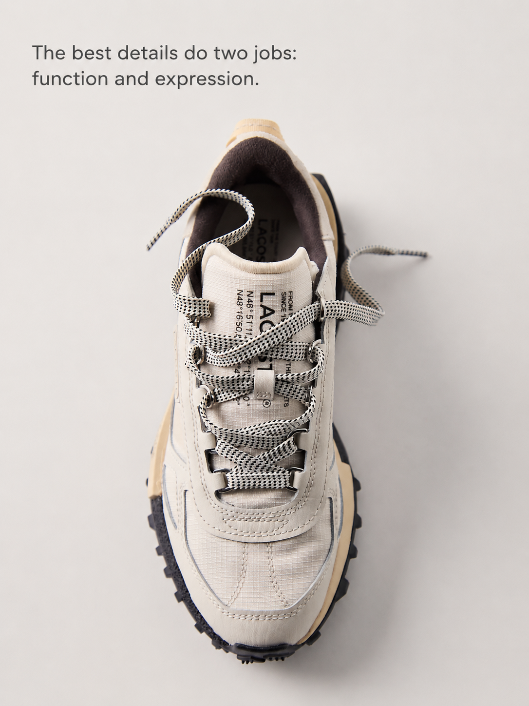 Lacoste footwear with an observation about function and expression.