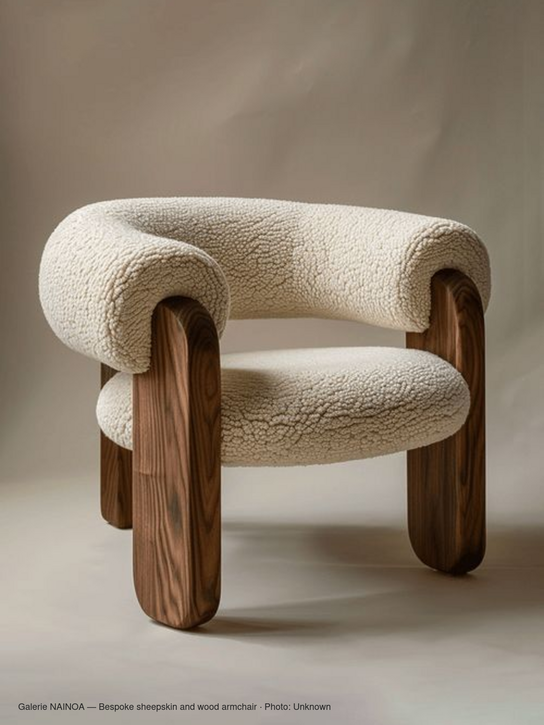Bespoke sheepskin and wood armchair